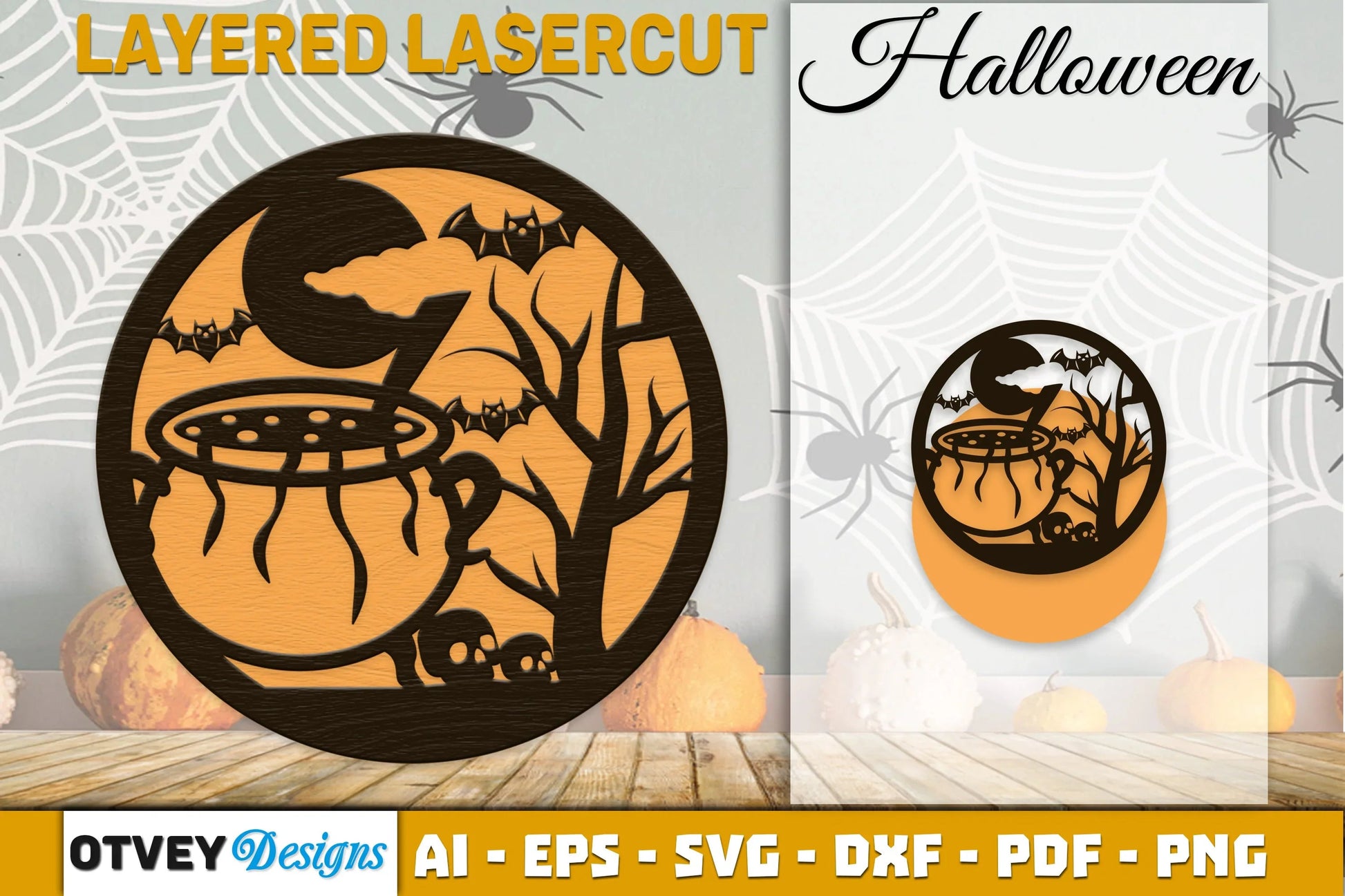 Halloween Round Layered Lasercut SVG Bundle - CraftNest - Digital Crafting and Art