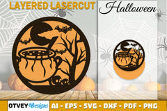 Halloween Round Layered Lasercut SVG Bundle - CraftNest - Digital Crafting and Art