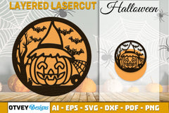Halloween Round Layered Lasercut SVG Bundle - CraftNest - Digital Crafting and Art
