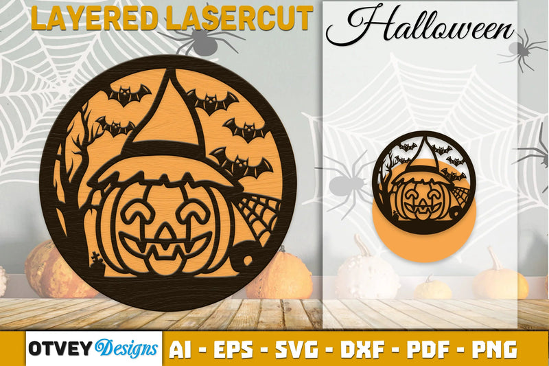 Halloween Round Layered Lasercut SVG Bundle - CraftNest - Digital Crafting and Art