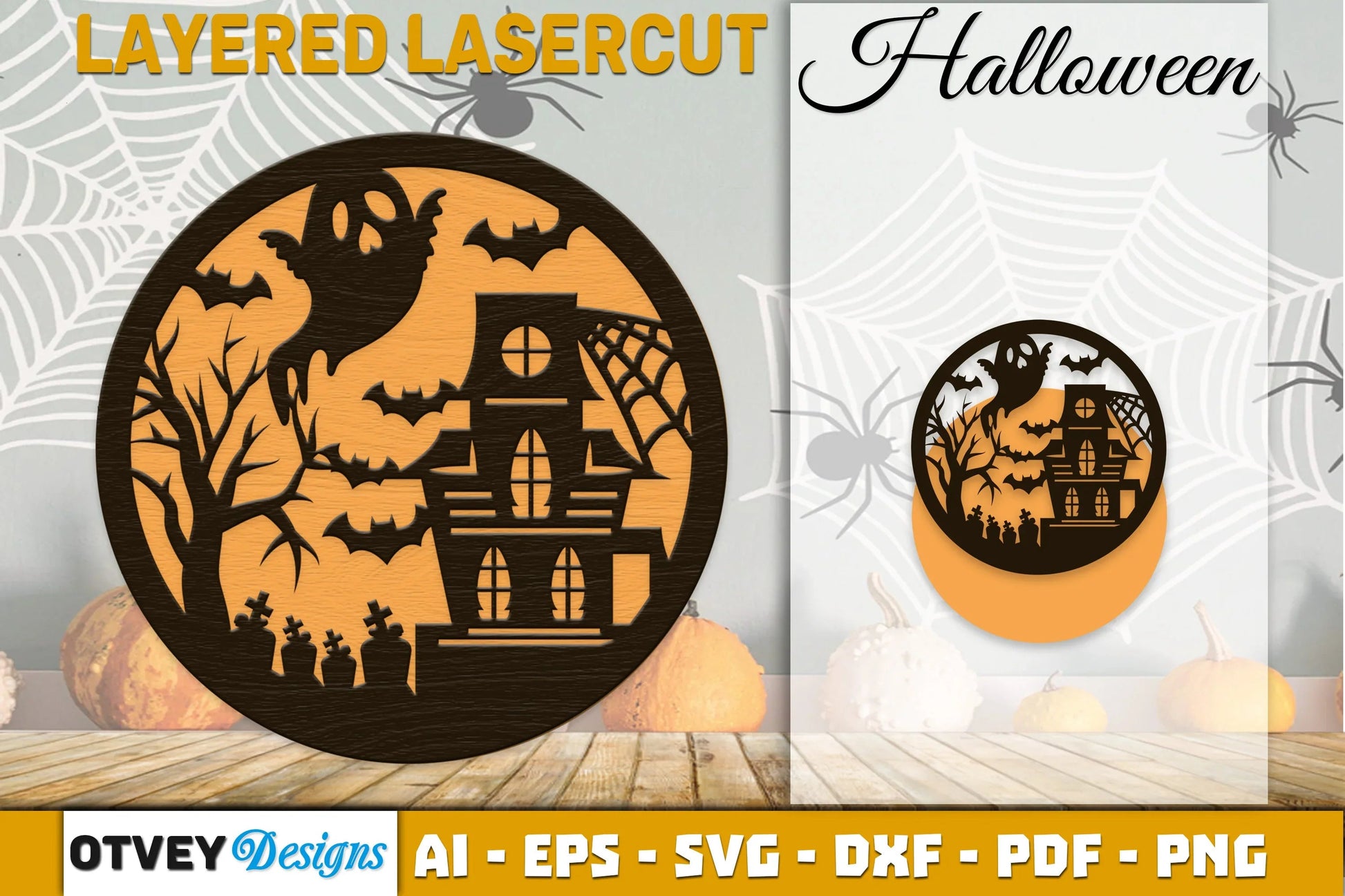 Halloween Round Layered Lasercut SVG Bundle - CraftNest - Digital Crafting and Art