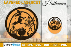 Halloween Round Layered Lasercut SVG Bundle - CraftNest - Digital Crafting and Art