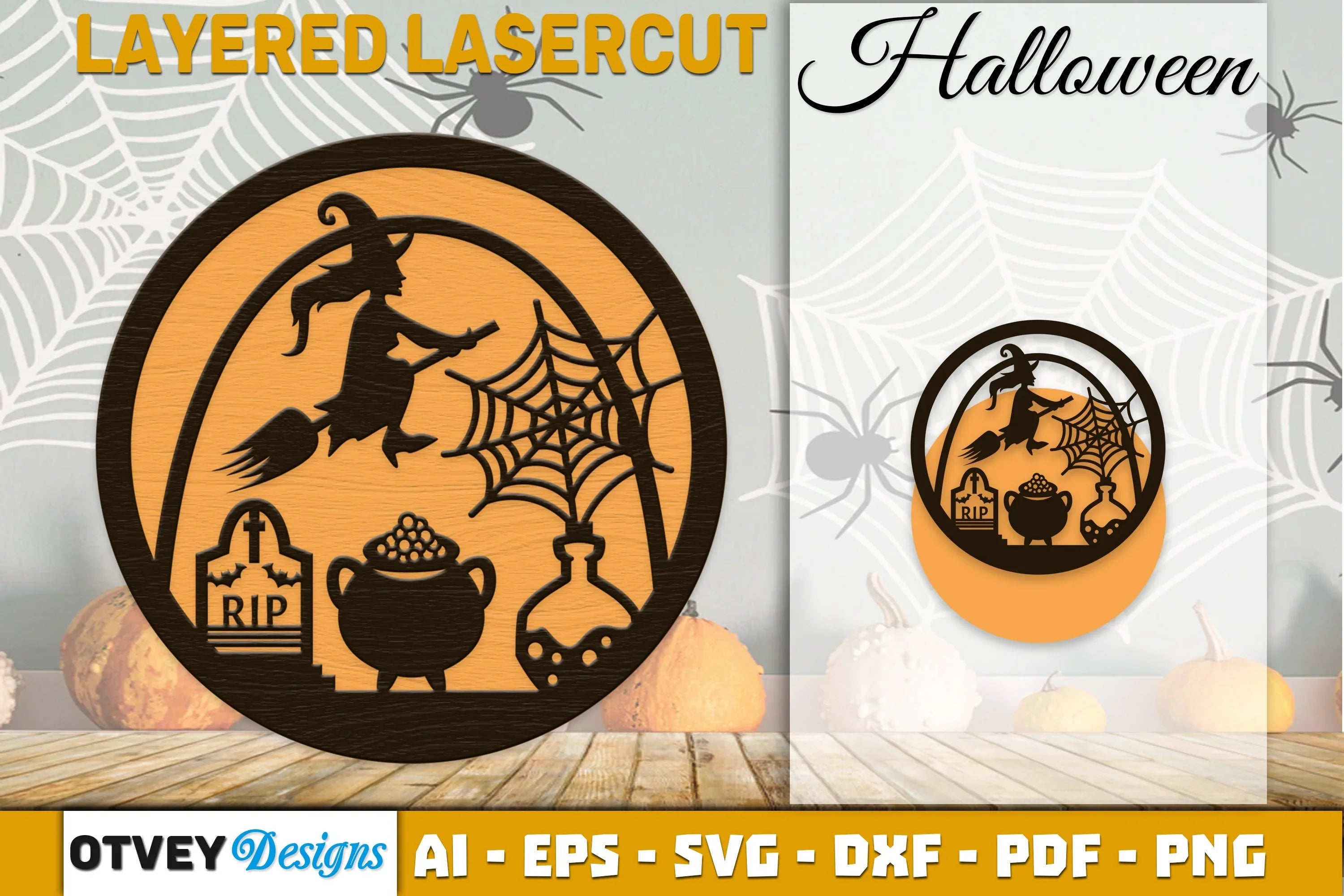 Halloween Round Layered Lasercut SVG Bundle - CraftNest - Digital Crafting and Art