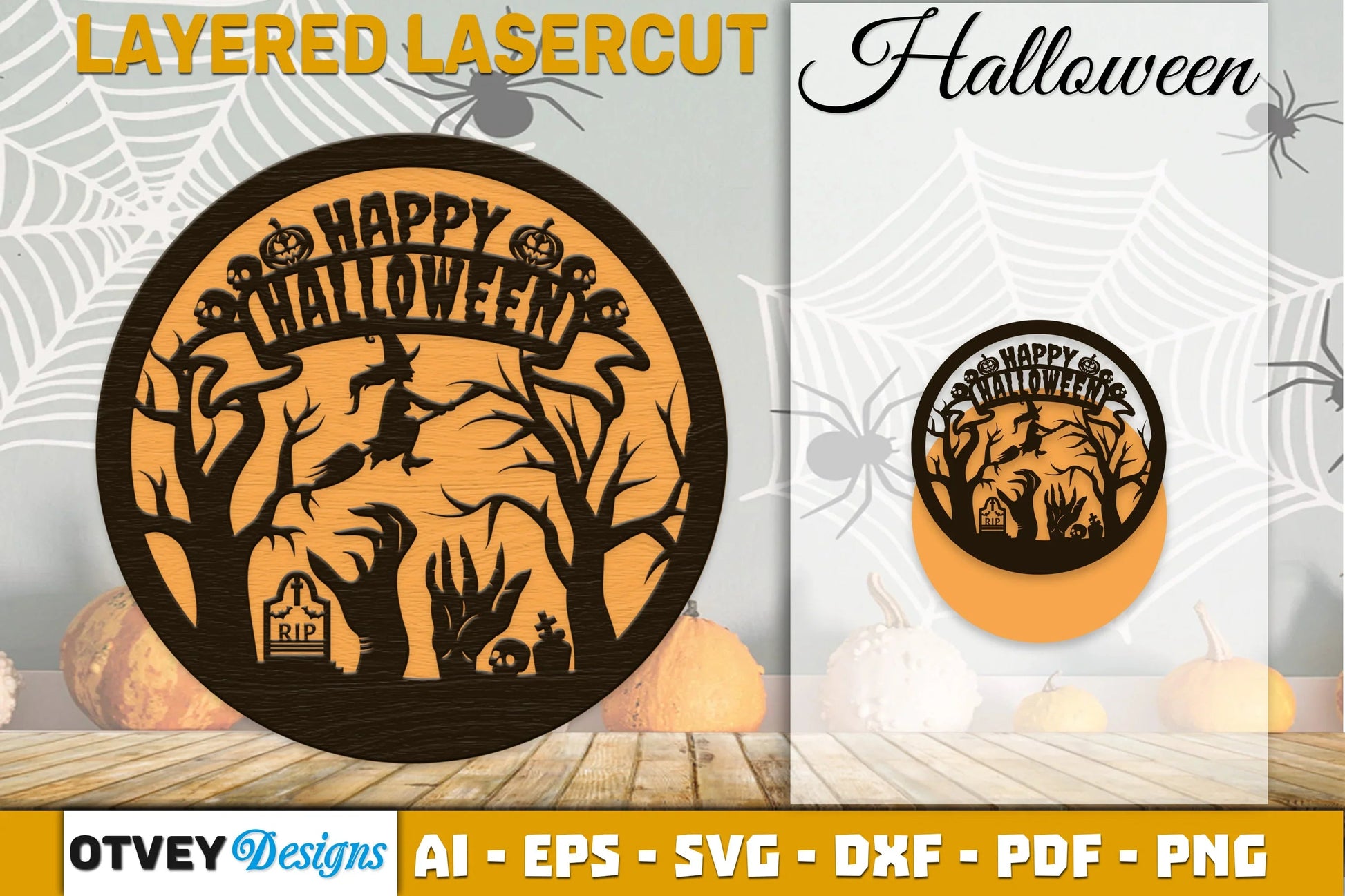 Halloween Round Layered Lasercut SVG Bundle - CraftNest - Digital Crafting and Art