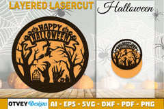 Halloween Round Layered Lasercut SVG Bundle - CraftNest - Digital Crafting and Art