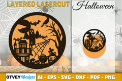 Halloween Round Layered Lasercut SVG Bundle - CraftNest - Digital Crafting and Art