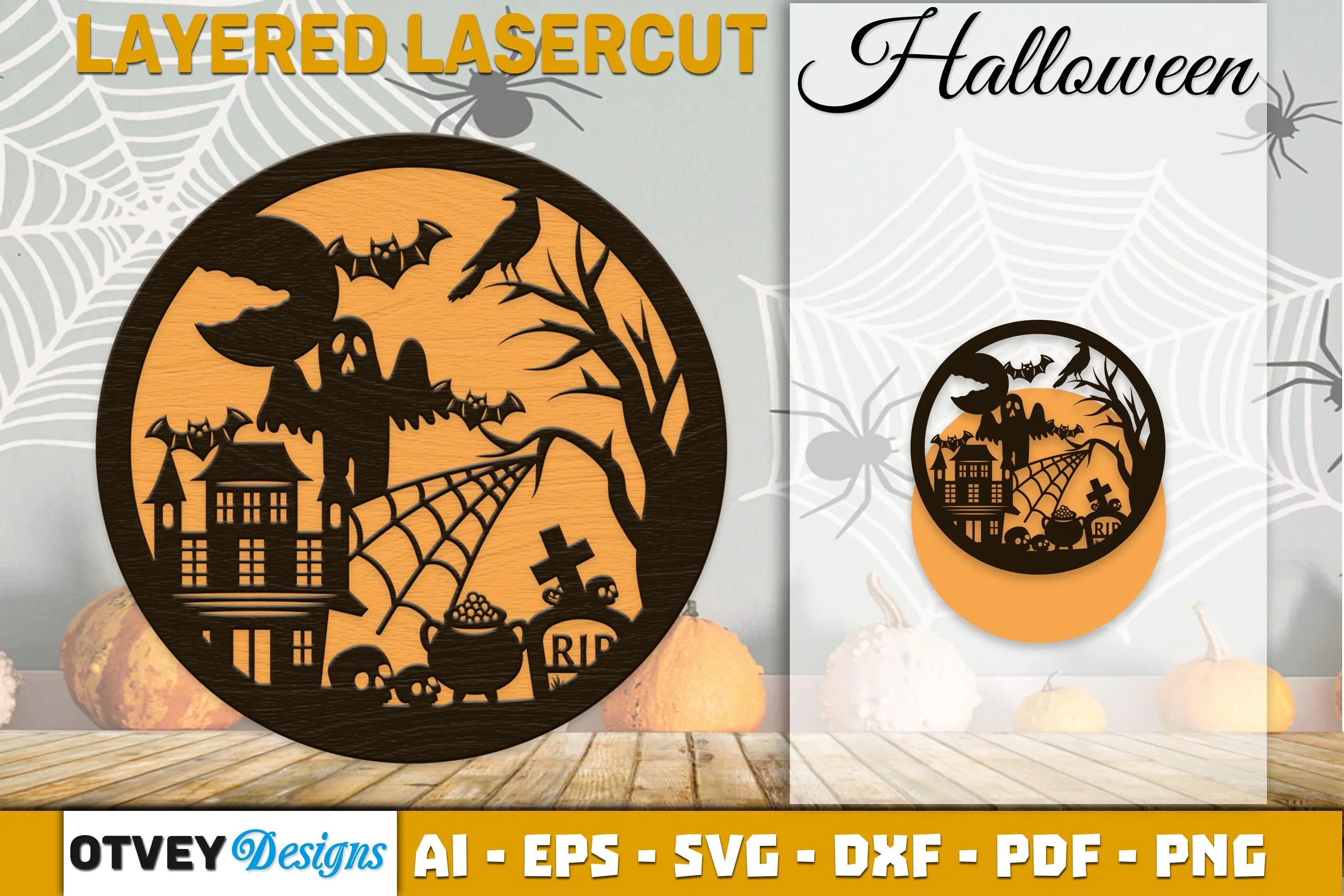 Halloween Round Layered Lasercut SVG Bundle - CraftNest - Digital Crafting and Art