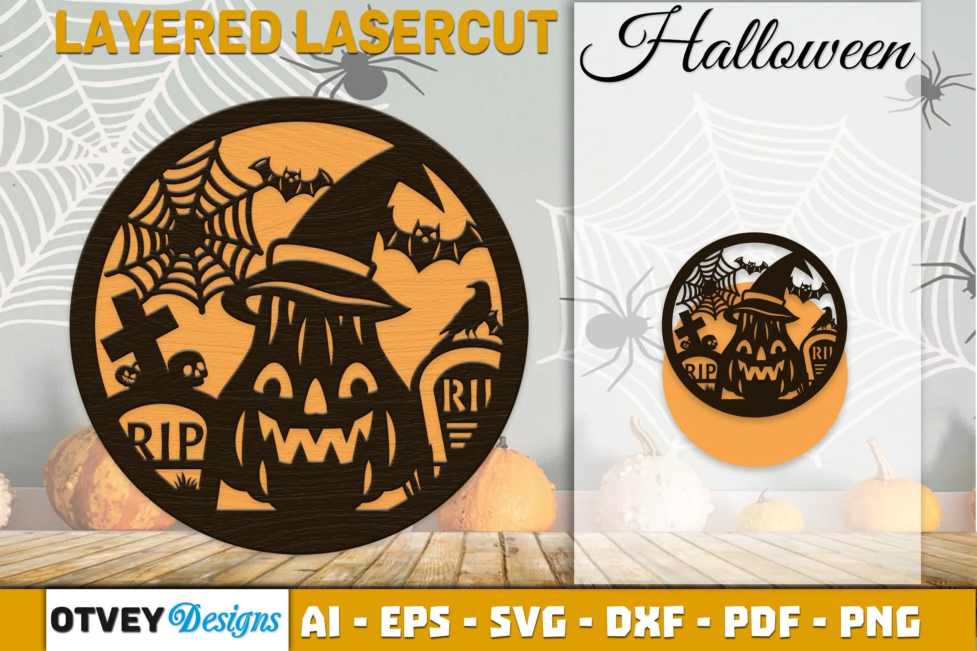 Halloween Round Layered Lasercut SVG Bundle - CraftNest - Digital Crafting and Art