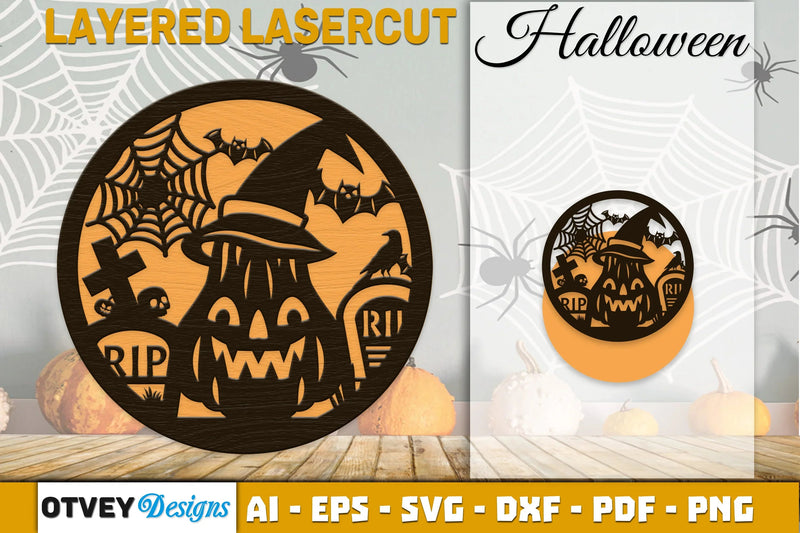 Halloween Round Layered Lasercut SVG Bundle - CraftNest - Digital Crafting and Art
