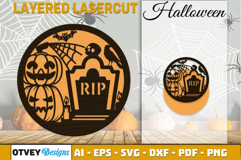 Halloween Round Layered Lasercut SVG Bundle - CraftNest - Digital Crafting and Art