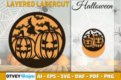 Halloween Round Layered Lasercut SVG Bundle - CraftNest - Digital Crafting and Art