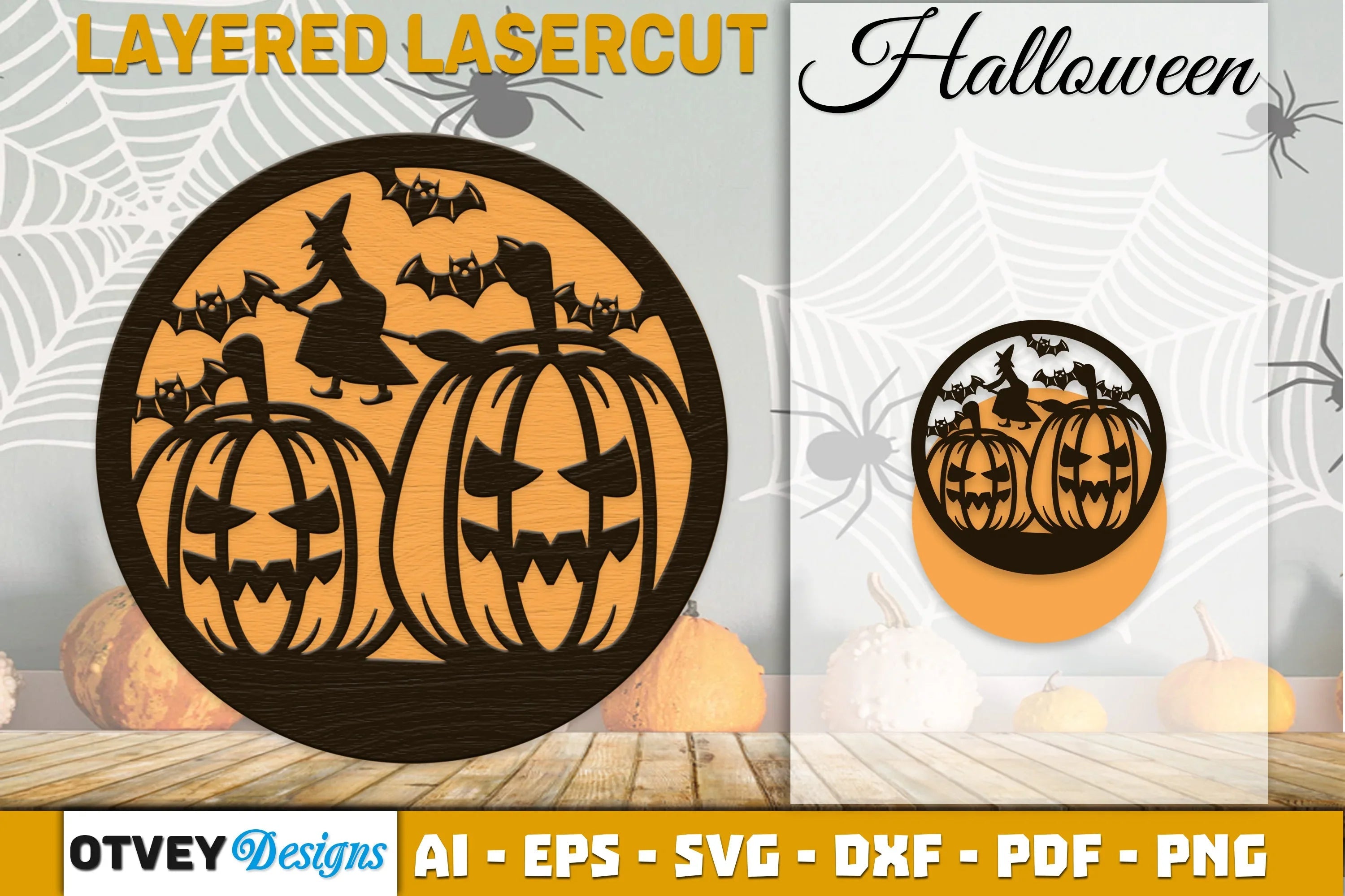 Halloween Round Layered Lasercut SVG Bundle - CraftNest - Digital Crafting and Art