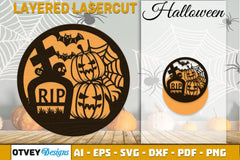 Halloween Round Layered Lasercut SVG Bundle - CraftNest - Digital Crafting and Art