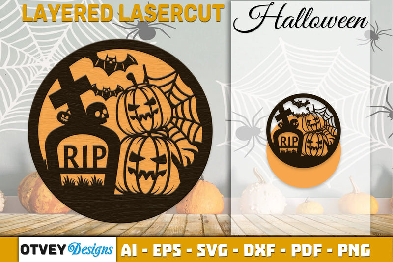 Halloween Round Layered Lasercut SVG Bundle - CraftNest - Digital Crafting and Art