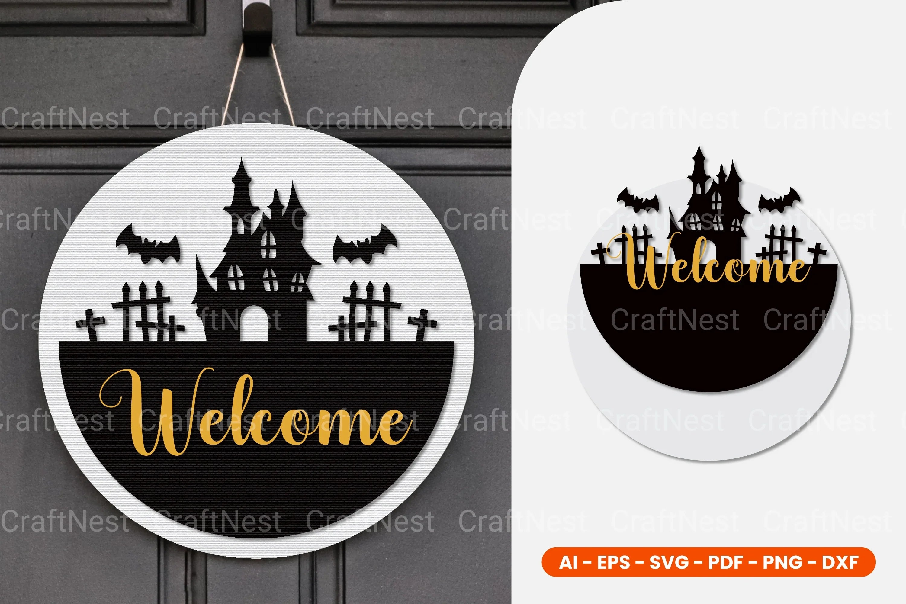 Halloween Round Sign Lasercut SVG Bundle - CraftNest - Digital Crafting and Art
