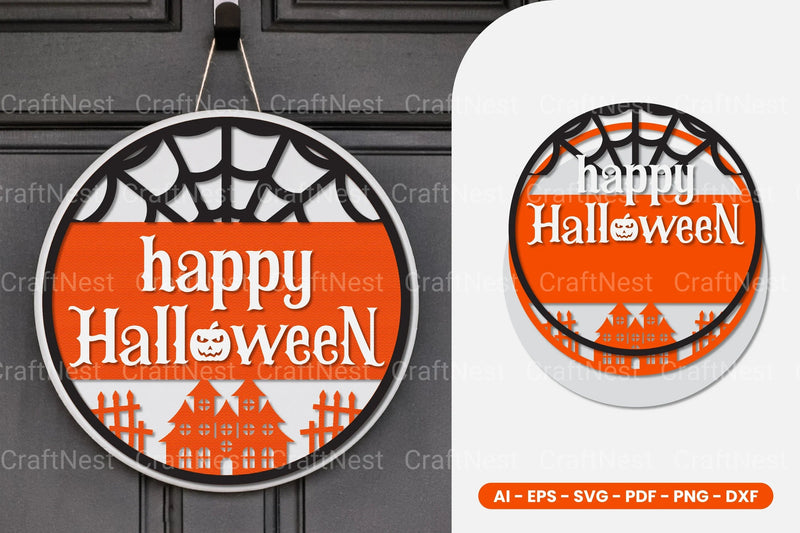 Halloween Round Sign Lasercut SVG Bundle - CraftNest - Digital Crafting and Art