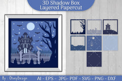 Halloween Scene 3D Layered Papercut Shadow Box SVG Bundle - CraftNest - Digital Crafting and Art