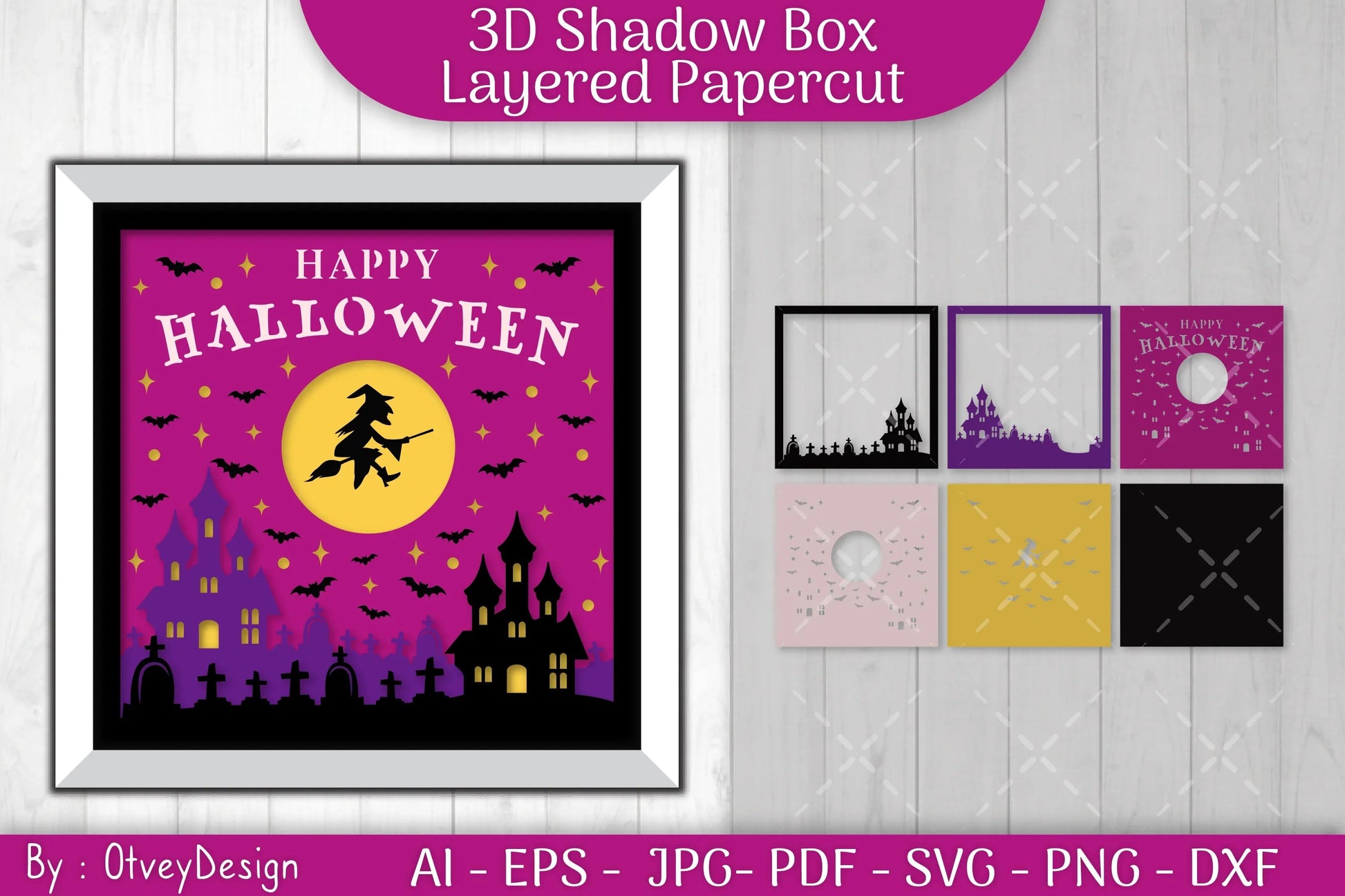 Halloween Scene 3D SVG Shadow Box Bundle - CraftNest - Digital Crafting and Art