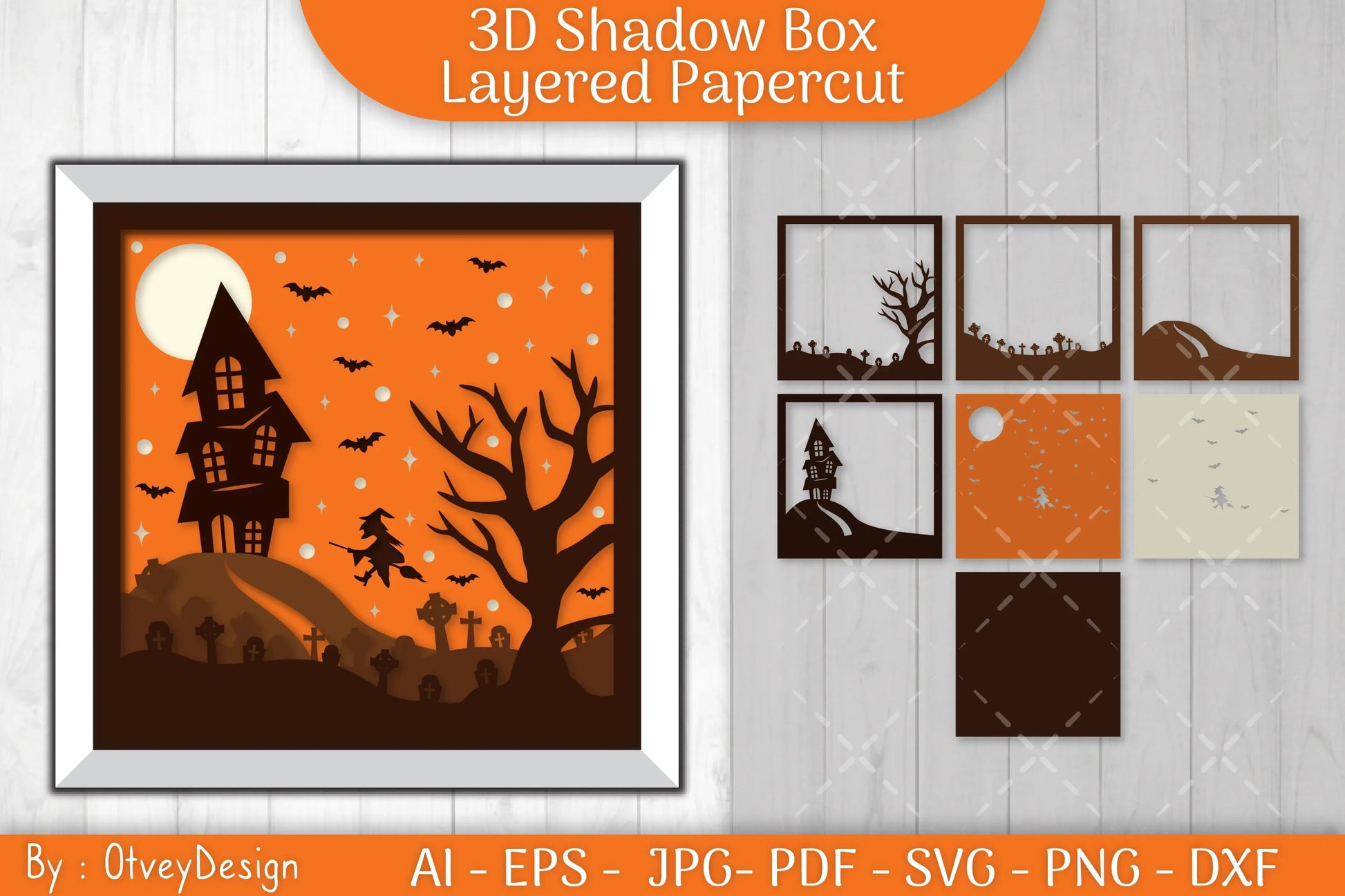 Halloween Scene 3D Shadow Box SVG Bundle - CraftNest - Digital Crafting and Art