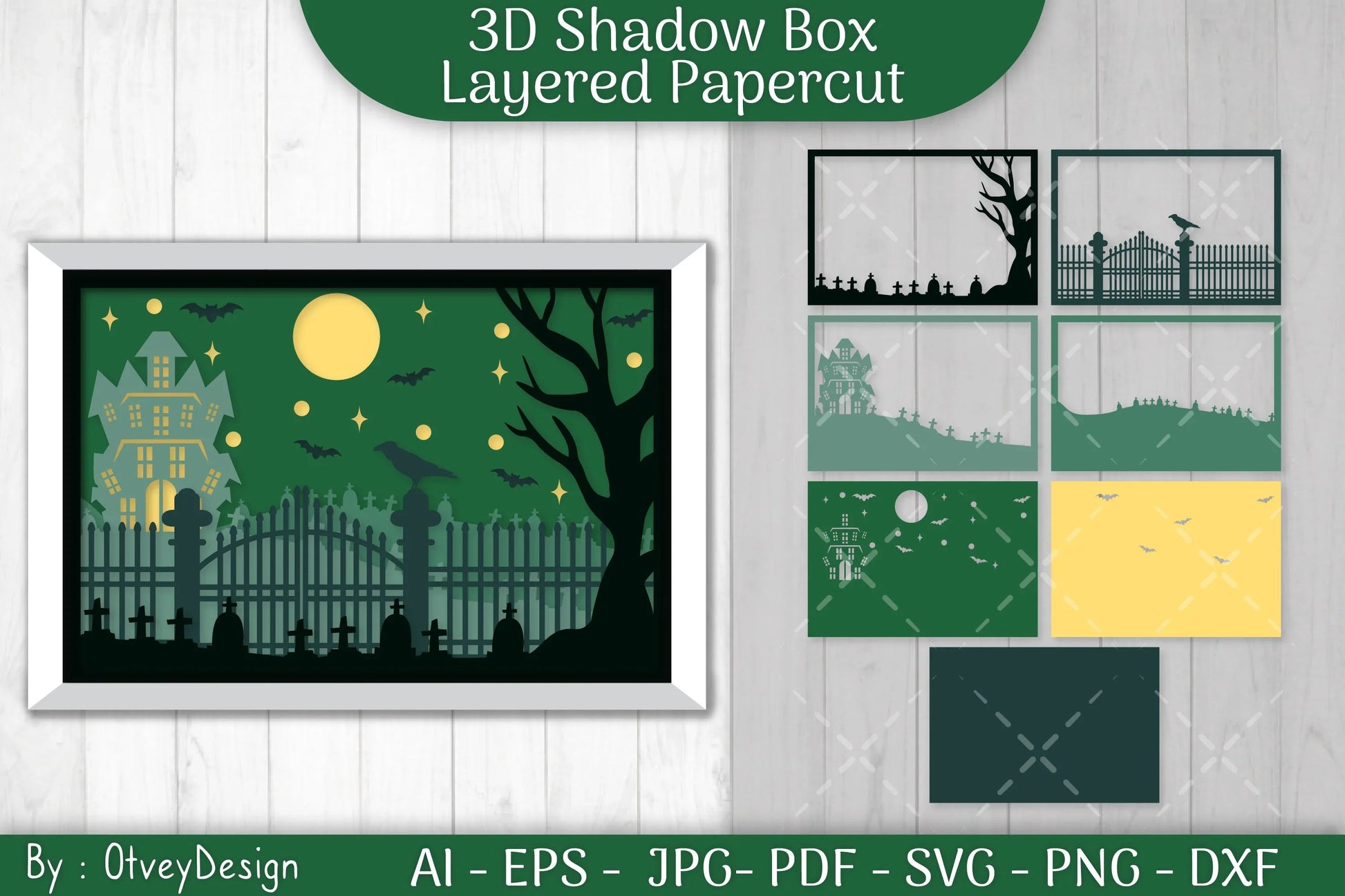 Halloween Scene 3D ShadowBox Layered Papercut SVG Bundle - CraftNest - Digital Crafting and Art