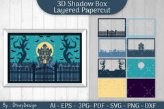 Halloween Scene 3D ShadowBox Layered Papercut SVG Bundle - CraftNest - Digital Crafting and Art