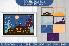 Halloween Scene 3D ShadowBox Layered Papercut SVG Bundle - CraftNest - Digital Crafting and Art