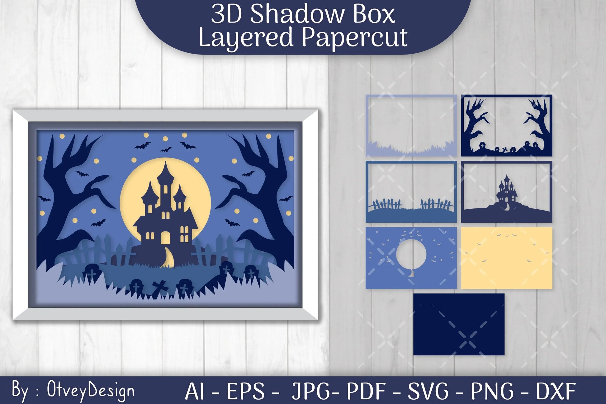 Halloween Scene 3D ShadowBox Layered Papercut SVG Bundle - CraftNest - Digital Crafting and Art