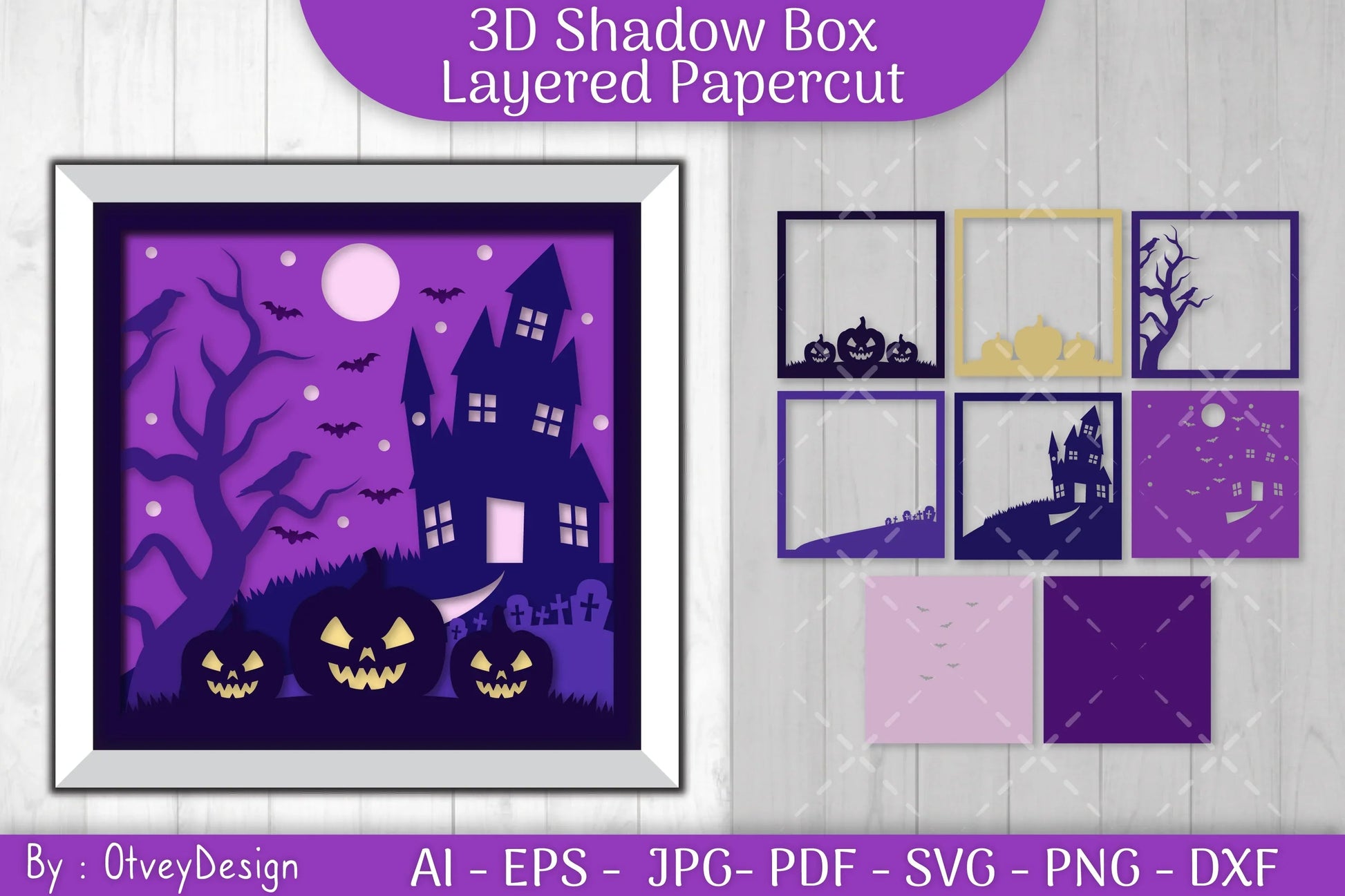 Halloween Scene 3D ShadowBox SVG Bundle - CraftNest - Digital Crafting and Art