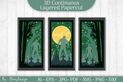 Halloween Scene Continuous Layered Papercut SVG Bundle - CraftNest - Digital Crafting and Art