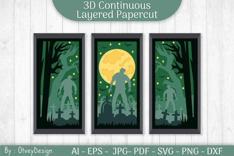 Halloween Scene Continuous Layered Papercut SVG Bundle - CraftNest - Digital Crafting and Art