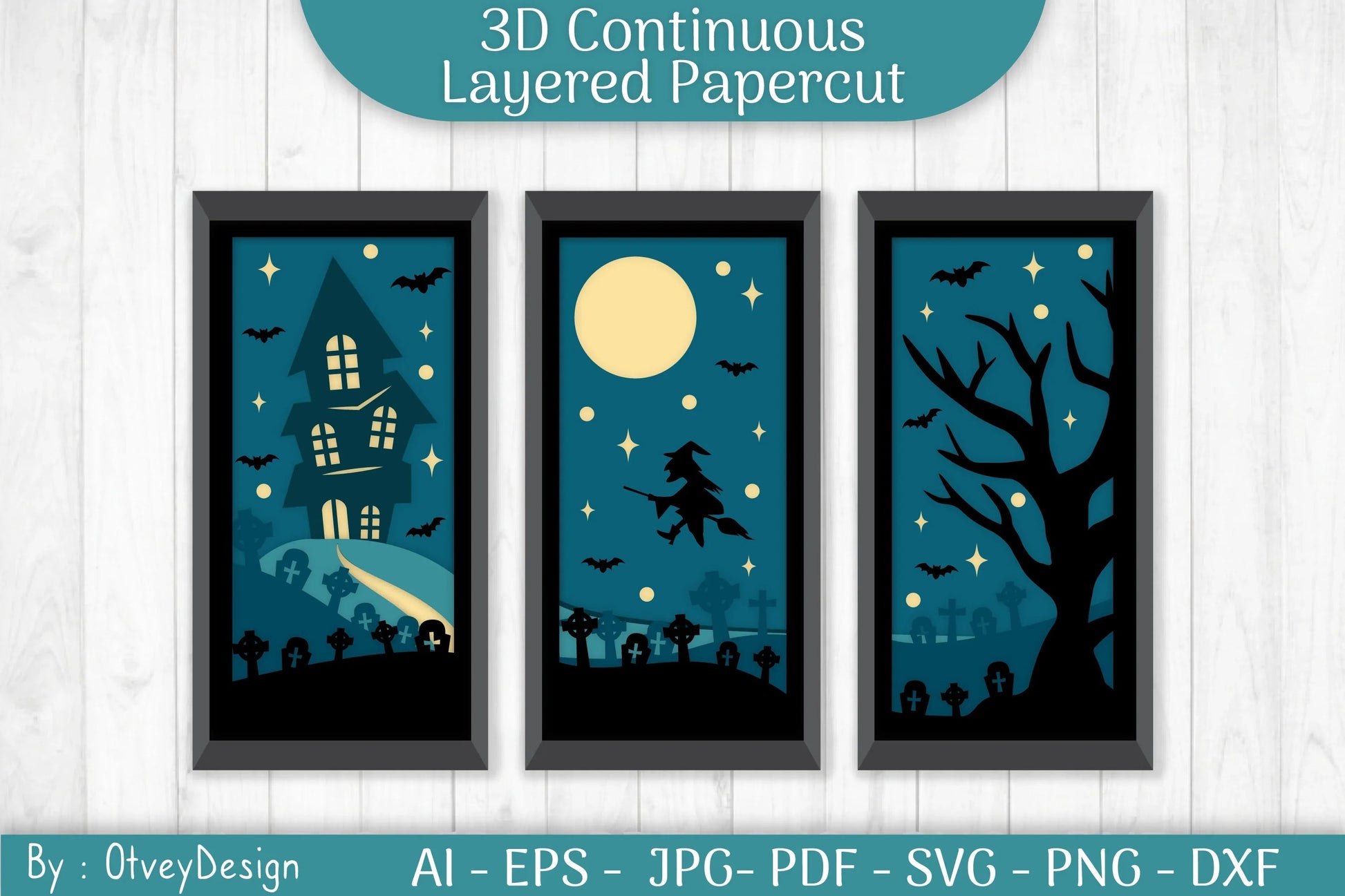 Halloween Scene Layered Papercut SVG Bundle - CraftNest - Digital Crafting and Art