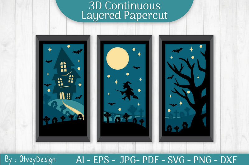 Halloween Scene Layered Papercut SVG Bundle - CraftNest - Digital Crafting and Art