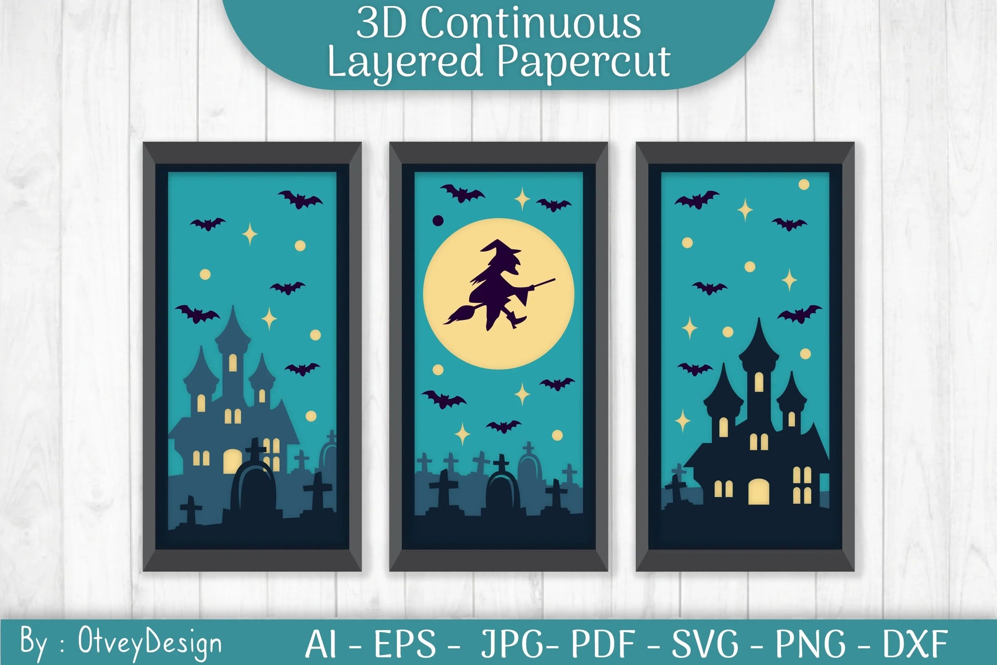 Halloween Scene Continuous Layered Papercut SVG Bundle - CraftNest - Digital Crafting and Art