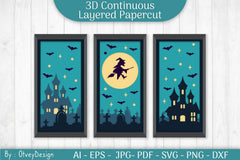 Halloween Scene Continuous Layered Papercut SVG Bundle - CraftNest - Digital Crafting and Art