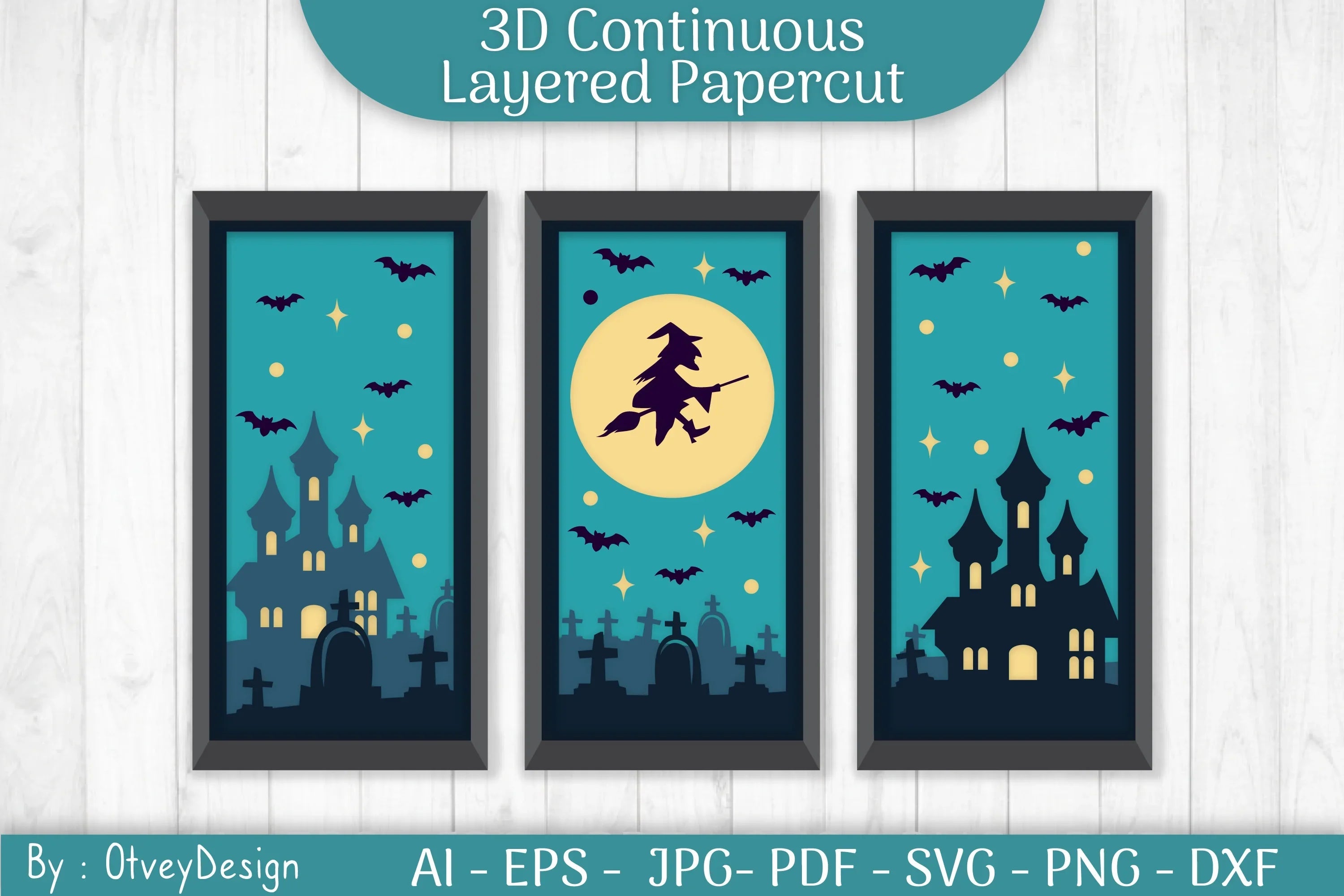Halloween Scene Continuous Layered Papercut SVG Bundle - CraftNest - Digital Crafting and Art