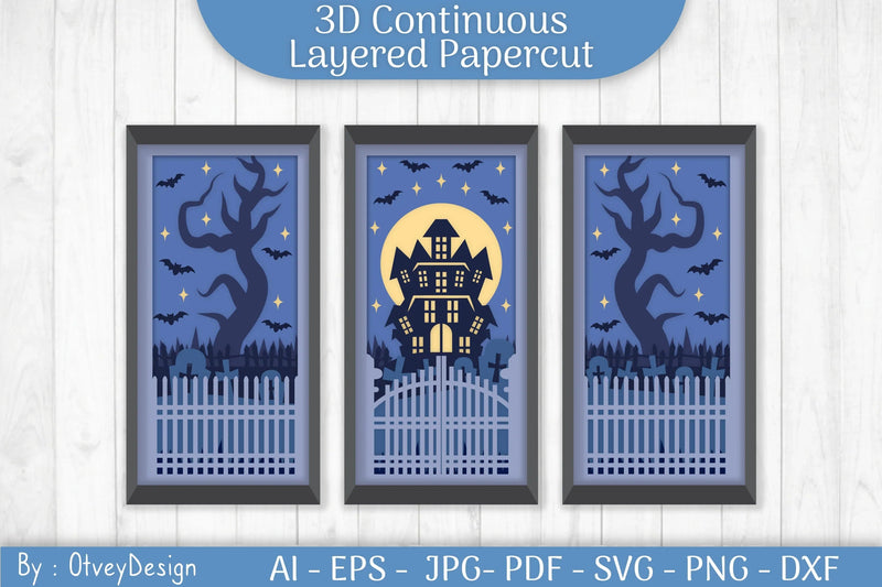 Halloween Scene Layered Papercut SVG Bundle - CraftNest - Digital Crafting and Art