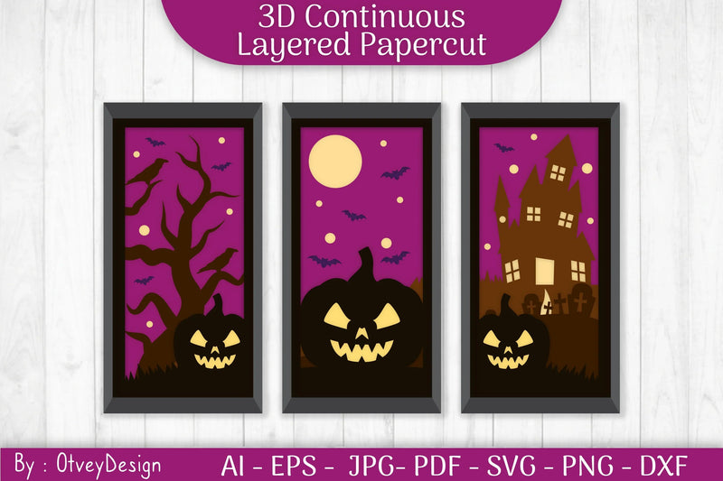 Halloween Scene Layered Papercut SVG Bundle - CraftNest - Digital Crafting and Art