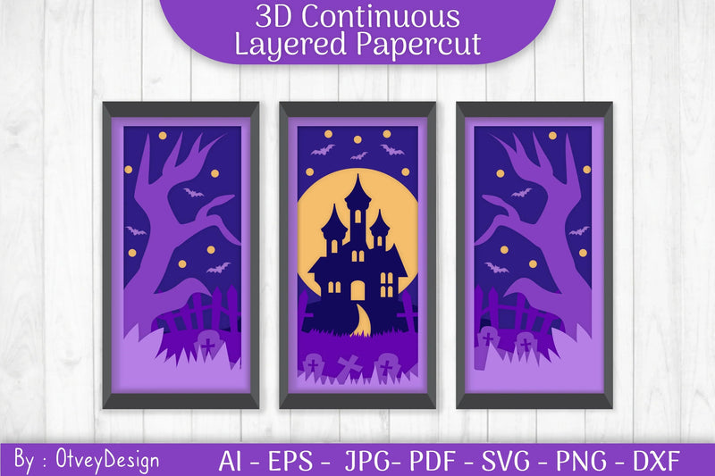 Halloween Scene Layered Papercut SVG Bundle - CraftNest - Digital Crafting and Art