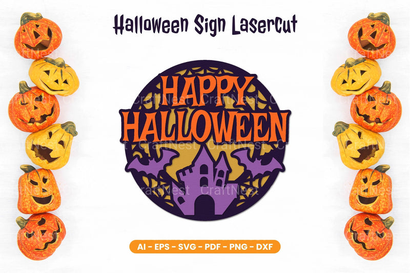 Halloween Sign Lasercut SVG Bundle - CraftNest - Digital Crafting and Art