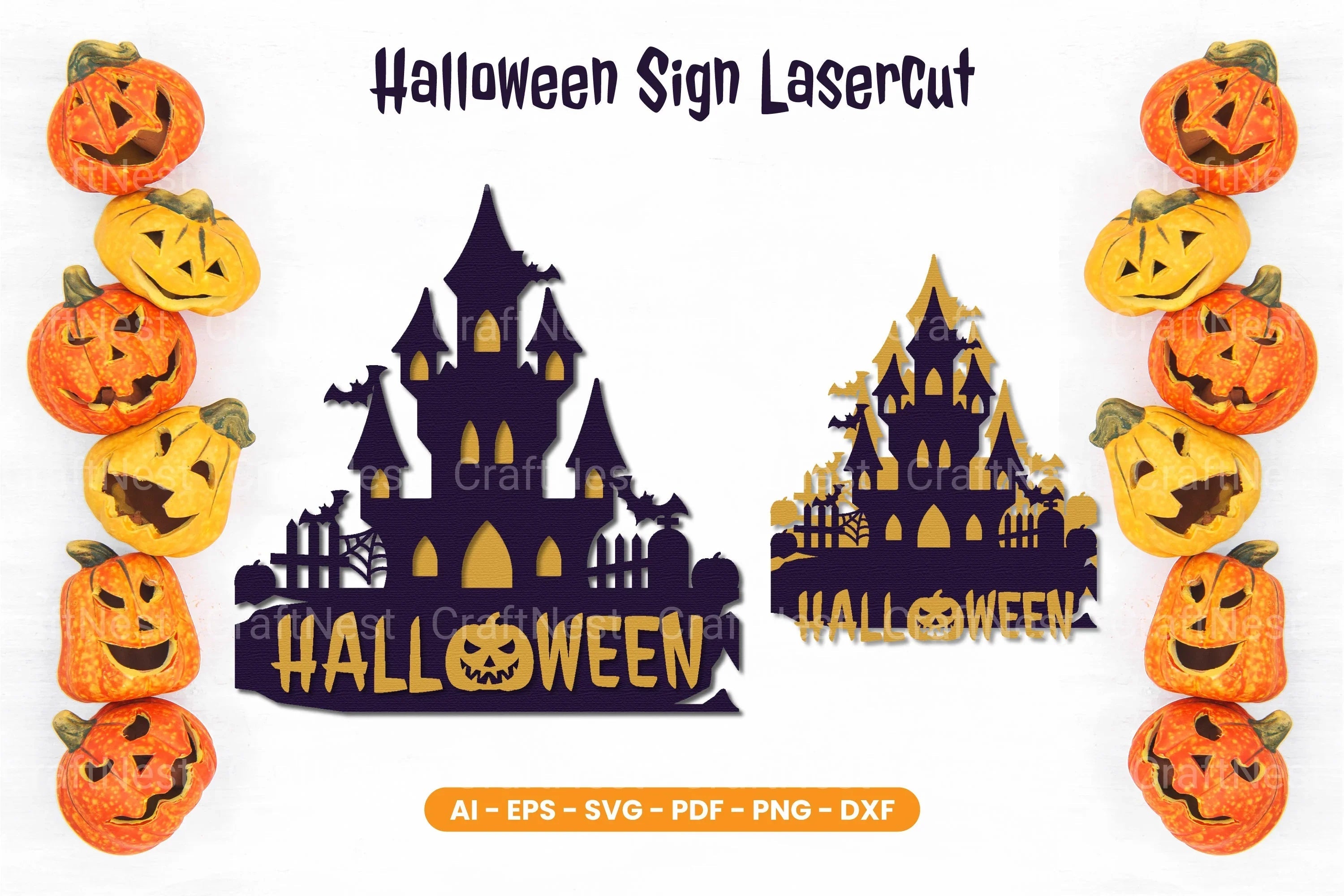 Halloween Sign Lasercut SVG Bundle - CraftNest - Digital Crafting and Art