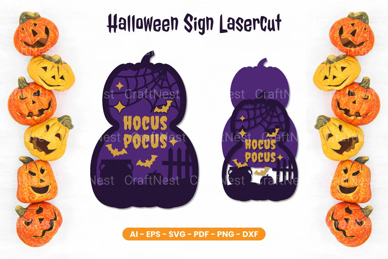 Halloween Sign Lasercut SVG Bundle - CraftNest - Digital Crafting and Art