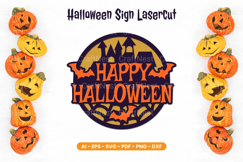 Halloween Sign Lasercut SVG Bundle - Clipart Bundle - CraftNest - Digital Crafting and Art