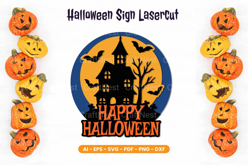 Halloween Sign Lasercut SVG Bundle - CraftNest - Digital Crafting and Art