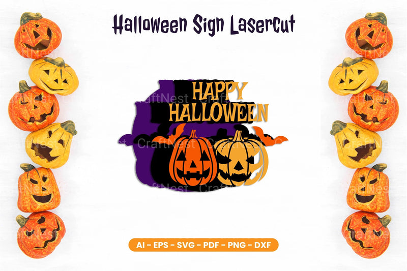 Halloween Sign Lasercut SVG Bundle - CraftNest - Digital Crafting and Art