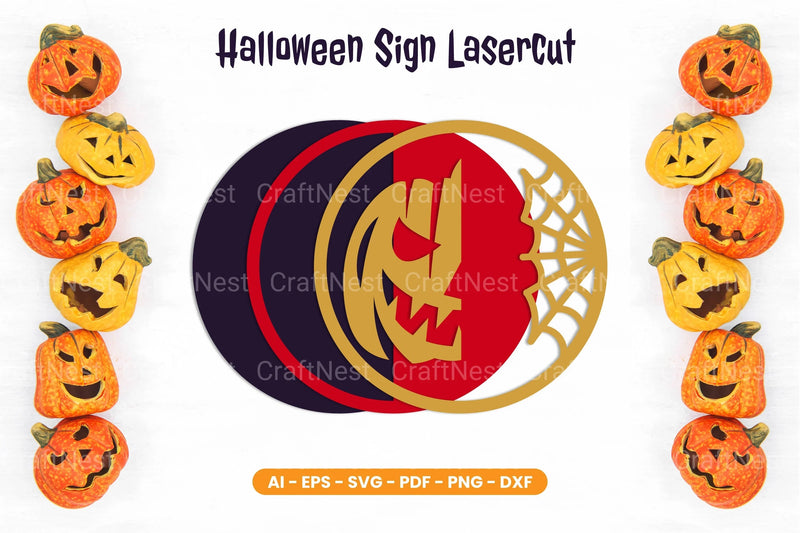 Halloween Sign Lasercut SVG Bundle - Clipart Bundle - CraftNest - Digital Crafting and Art