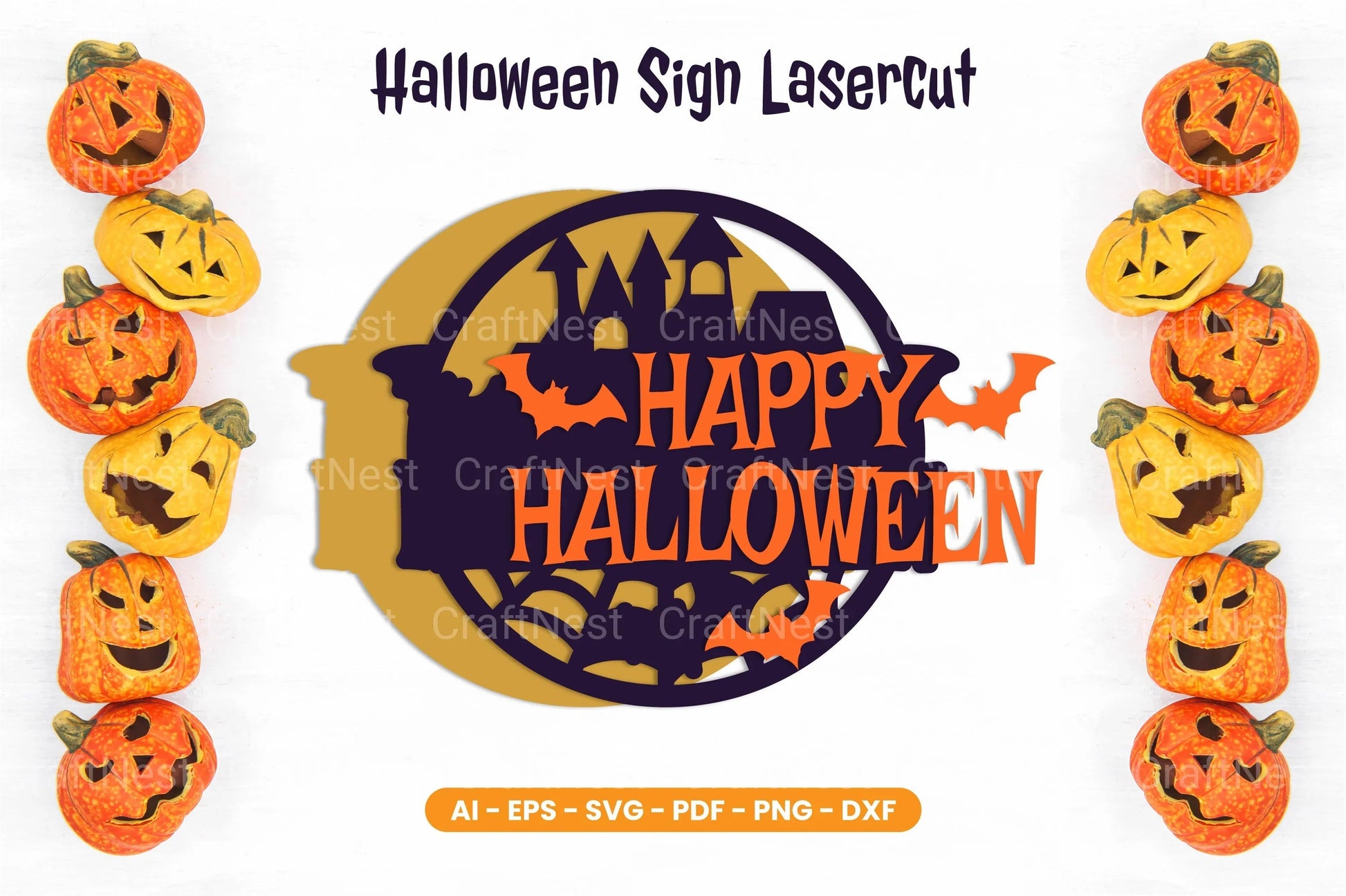 Halloween Sign Lasercut SVG Bundle - Clipart Bundle - CraftNest - Digital Crafting and Art
