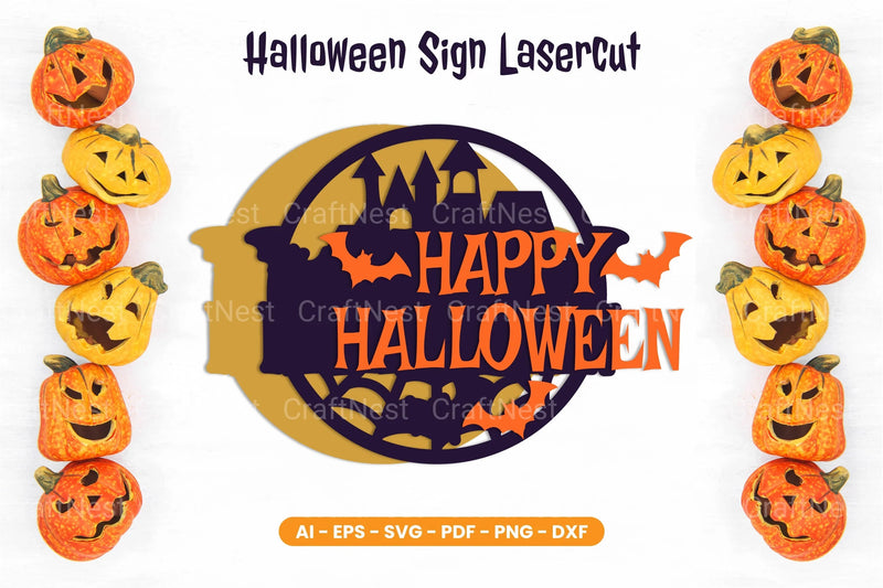 Halloween Sign Lasercut SVG Bundle - Clipart Bundle - CraftNest - Digital Crafting and Art