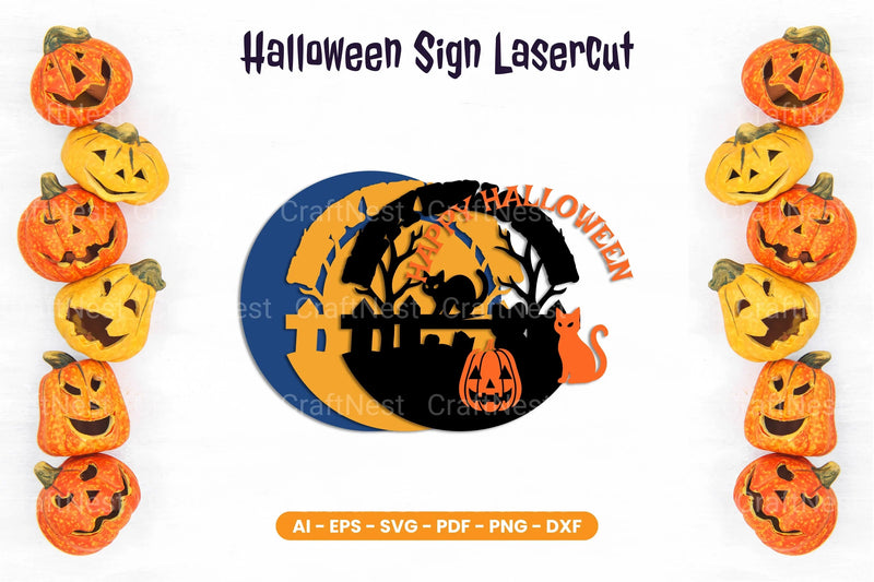 Halloween Sign Lasercut SVG Bundle - CraftNest - Digital Crafting and Art