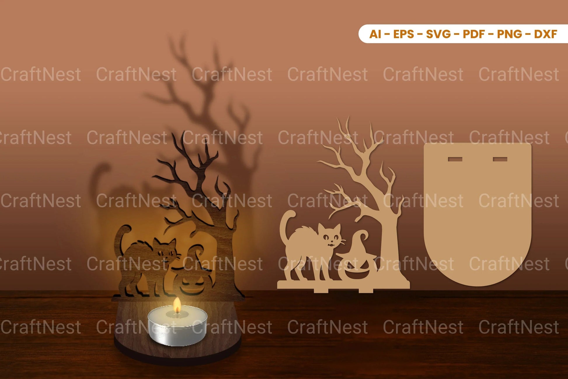 Halloween Tealight Candle Holder Laser Cut SVG Bundle - CraftNest - Digital Crafting and Art