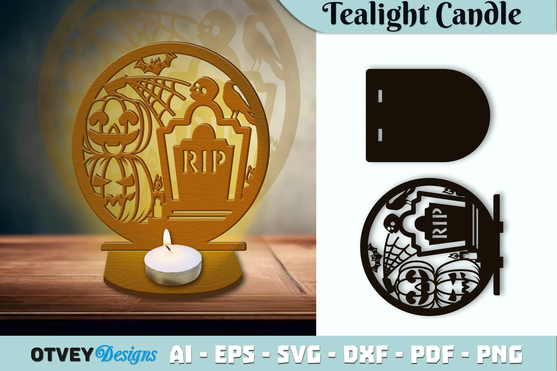 Halloween Tealight Candle Holder SVG Bundle - CraftNest - Digital Crafting and Art